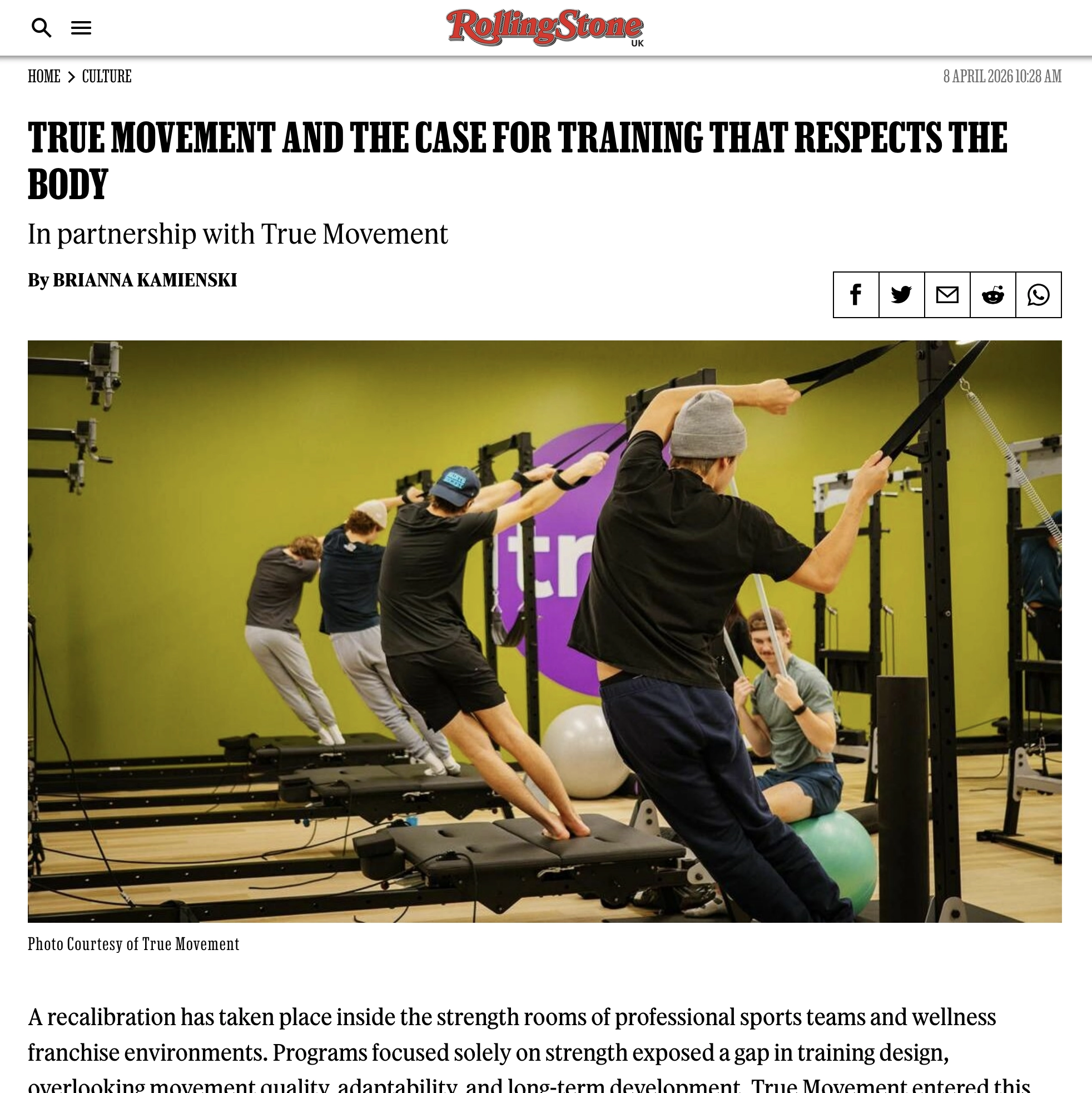 Image of Rolling Stone article about True Movement