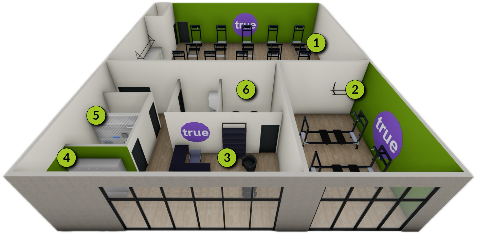 Typical True Movement Studio space 3D floor plan model